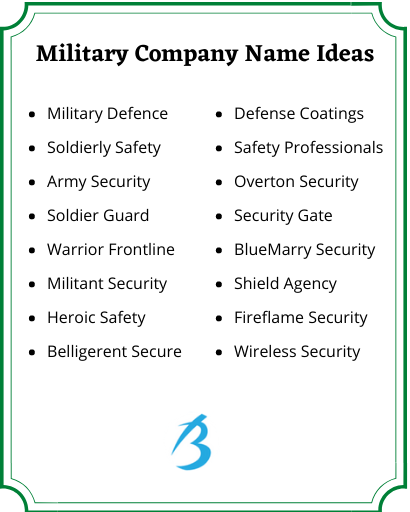 Military Company Name Ideas