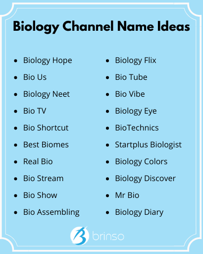 Biology Channel Name Ideas