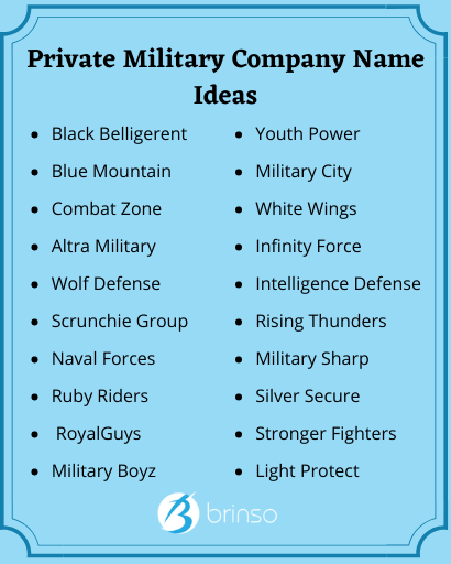 Private Military Company Name Ideas