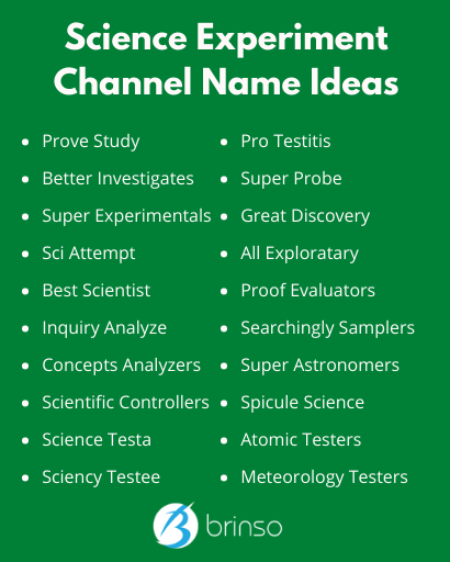 Science Experiment Channel Name Ideas
