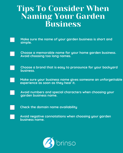 Tips to consider when naming your garden business name