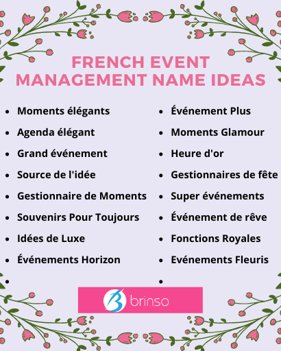 French Event Management Name Ideas