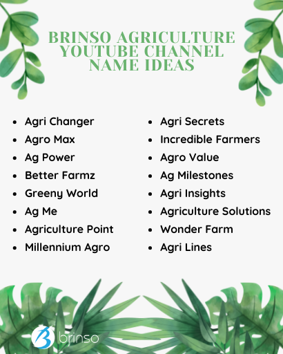 Agriculture Youtube Channel Name Ideas